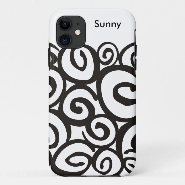 Spirals Pattern Black & White + your ideas Case-Mate iPhone Case (Back)