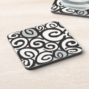 Spirals Pattern Black & White + your ideas Coaster
