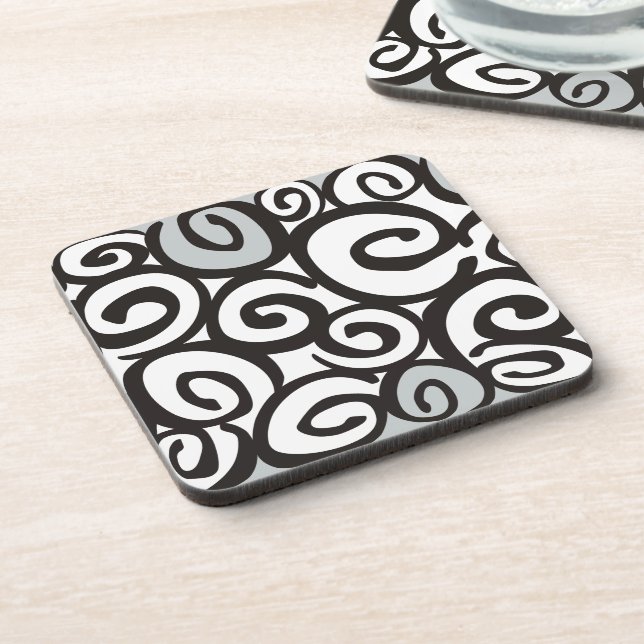 Spirals Pattern Black & White + your ideas Coaster (Left Side)