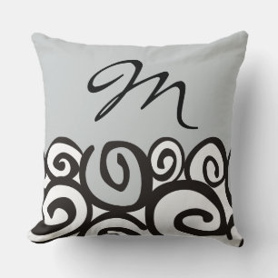 Spirals Pattern Black & White + your ideas Cushion