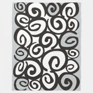 Spirals Pattern Black & White + your ideas Fleece Blanket