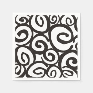 Spirals Pattern Black & White + your ideas Napkin