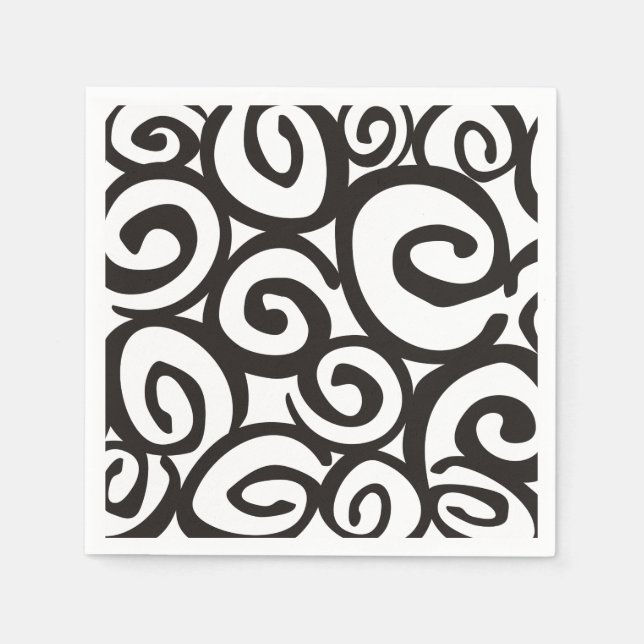 Spirals Pattern Black & White + your ideas Napkin (Front)