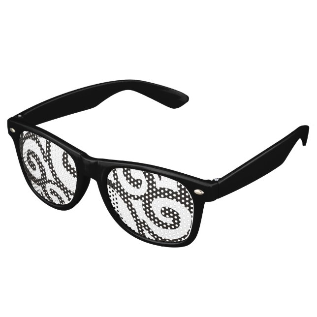 Spirals Pattern Black & White + your ideas Retro Sunglasses (Angled)