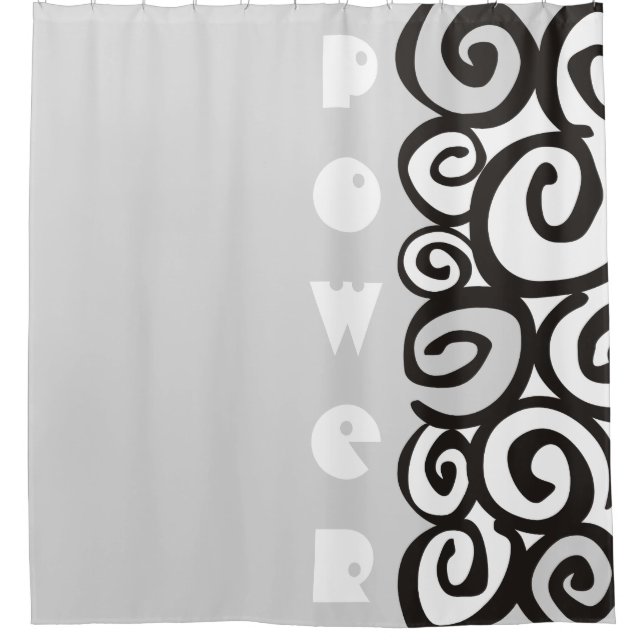 Spirals Pattern Black & White + your ideas Shower Curtain (Front)