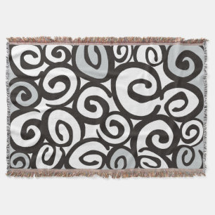 Spirals Pattern Black & White + your ideas Throw Blanket