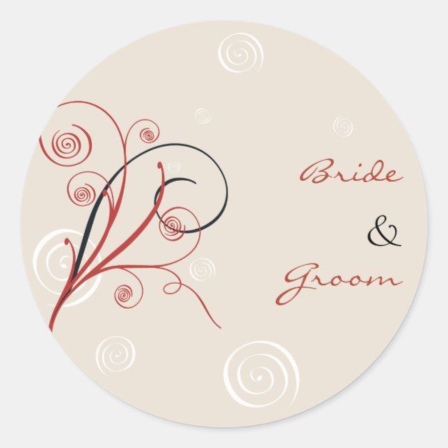 Spirals Wedding Save The Date Classic Round Sticker (Front)