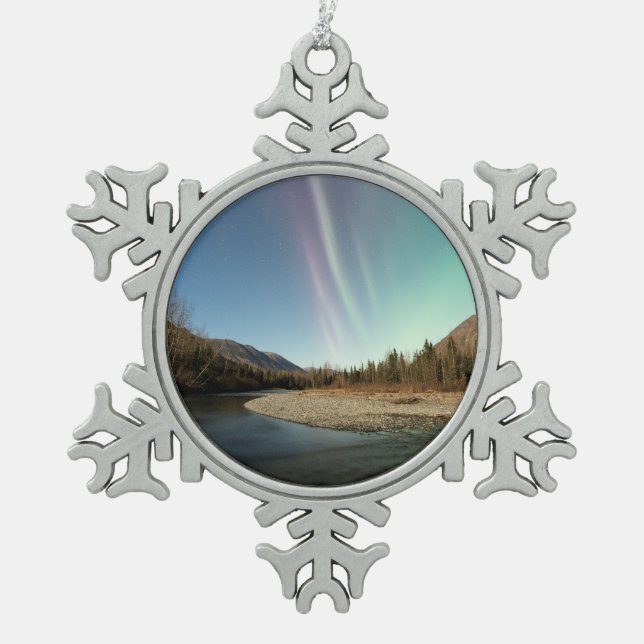 Spires Aurora Snowflake Pewter Christmas Ornament (Front)