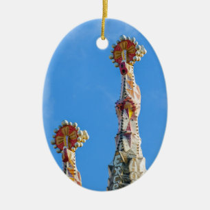 Spires of La Sagrada Familia in Barcelona, Spain Ceramic Ornament