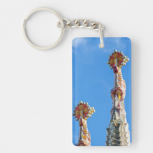 Spires of La Sagrada Familia in Barcelona, Spain Key Ring (Front)