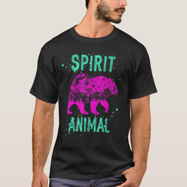 Spirit Animal Bear Lover Comfort Cute Pink Animals T-Shirt (Front)