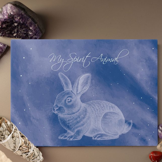 Spirit Animal Bunny Blue Glass Board (Spirit Animal Bunny Tempered Glass Cutting Board)
