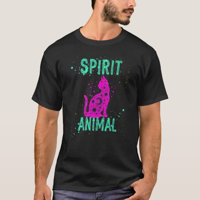 Spirit Animal Cat Celestial Comfort Cute Pink Anim T-Shirt (Front)