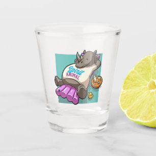 Spirit Animal Rhino Funny Rhinoceros Cartoon Shot Glass