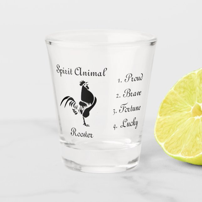 Spirit Animal Rooster Silhouette Shot Glass (Front)