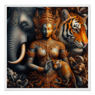 spirit artwork elephant tiger poster