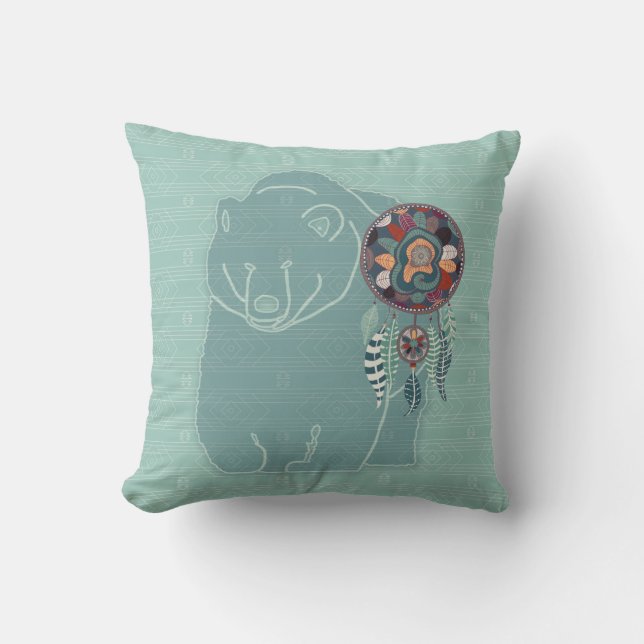 Spirit Bear Two-Sided Native American Tribal Cushion (Front)