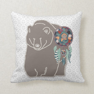 Spirit Bear Two-Sided Native American Tribal Cushion