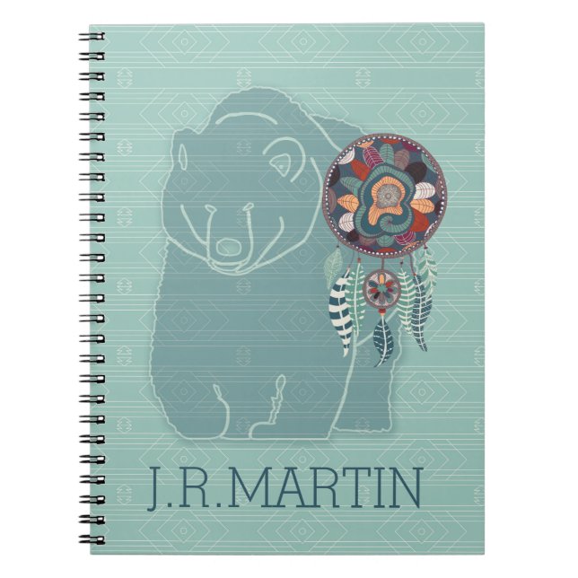 Spirit Bear with Dream Catcher Custom Notebook (Front)