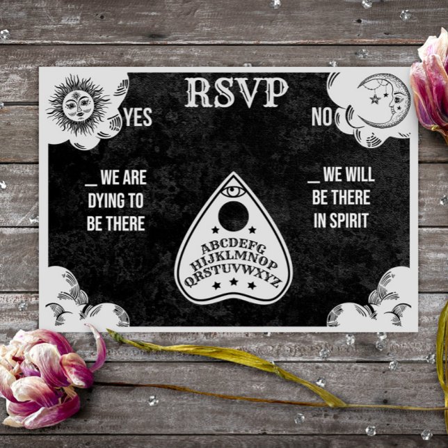 Spirit Board Gothic & Halloween Wedding RSVP Card (Creator Uploaded)
