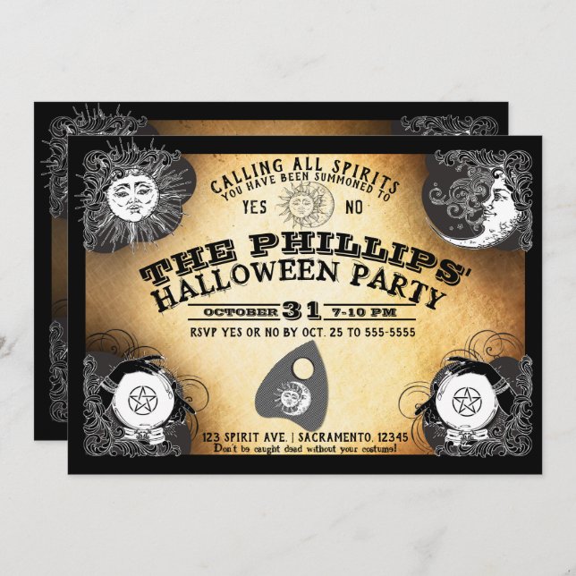 Spirit Board Halloween Spirits Haunting Party Invitation (Front/Back)