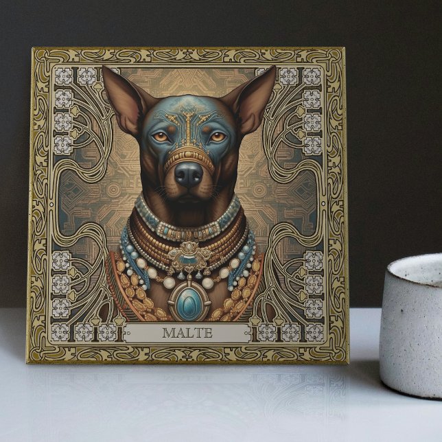 Spirit Dog Guardian | Personalised Tribal Ceramic Tile (Creator Uploaded)