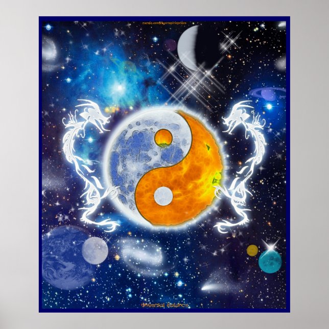 Spirit Dragons Yin-Yang Deep Space Fantasy Art Poster (Front)