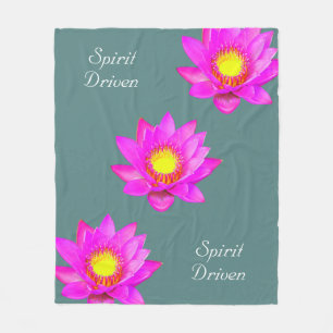 Spirit Driven Lotus Flowers on Bluish Teal Fleece  Blanket