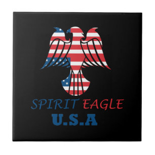 Spirit eagle USA flag Ceramic Tile