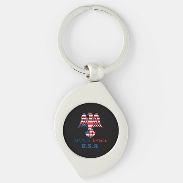Spirit eagle USA flag Key Ring (Front)