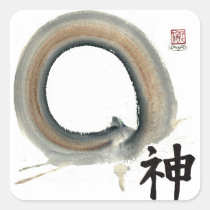 Spirit Enso, Kanji for spirit Square Sticker