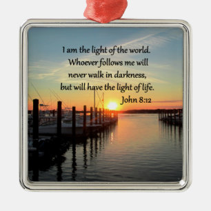 SPIRIT FILLED JOHN 8;12 SCRIPTURE DESIGN METAL ORNAMENT