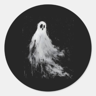 Spirit Ghost Horror Spooky Scary Halloween Grunge Classic Round Sticker