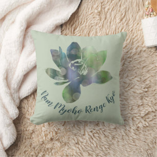 Spirit Green Circle Lotus Flower Nam Myoho Renge Cushion