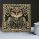 Spirit Guardian Owl: Personalised Tribal Jewelled  Ceramic Tile<br><div class="desc">Embrace the enchanting mystique of our Spirit Guardian Owl ceramic tile. Impeccably designed to bring a touch of altarpiece allure to your decor, this ornately adorned owl represents the wisdom and protection that a loved one, family member, or friend offers in your life. Our owl carries tribal jewels which, in...</div>