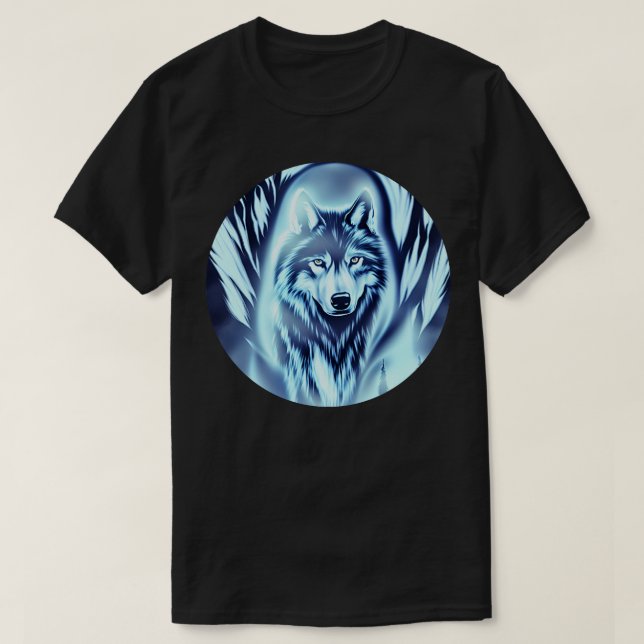 Spirit Guide Wolf Monochrome T-Shirt (Design Front)