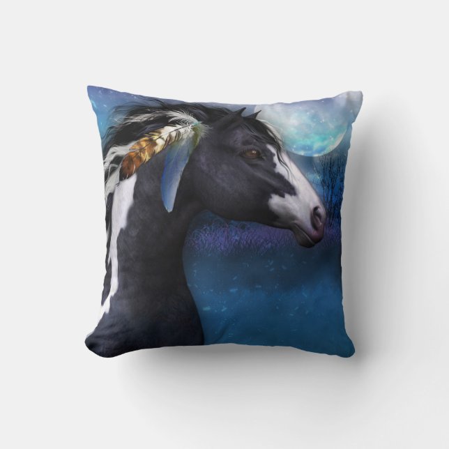 Spirit Horse Equine Pillow, fantasy art Cushion (Front)