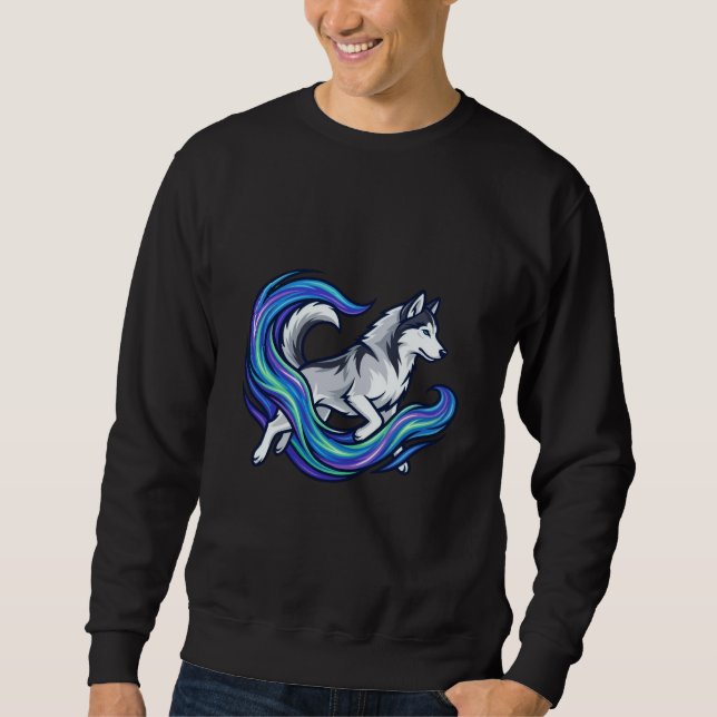 Spirit Husky Electric Blue Aura Graphic Sweatshirt (Front)