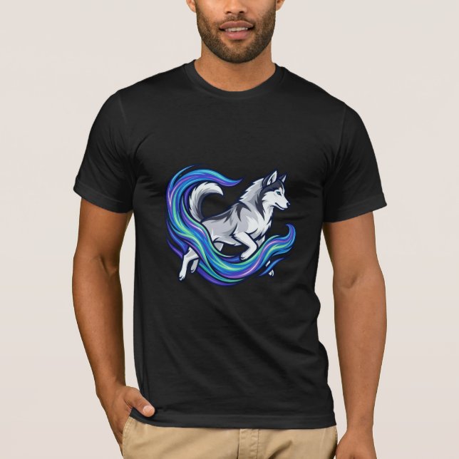 Spirit Husky Electric Blue Aura Graphic T-Shirt (Front)