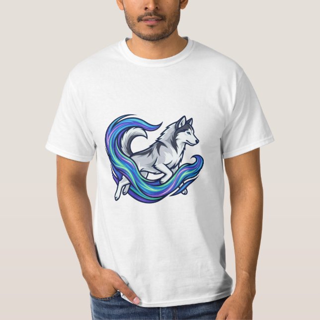 Spirit Husky Electric Blue Aura Graphic T-Shirt (Front)