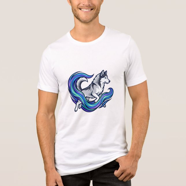 Spirit Husky Electric Blue Aura Graphic Tri-Blend Shirt (Front)