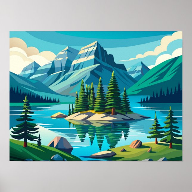 Spirit Island Maligne Lake Landscape Poster (Front)