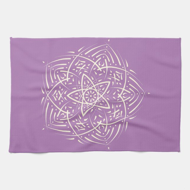 Spirit Mandala Elfenbein Lavendel Tea Towel (Horizontal)