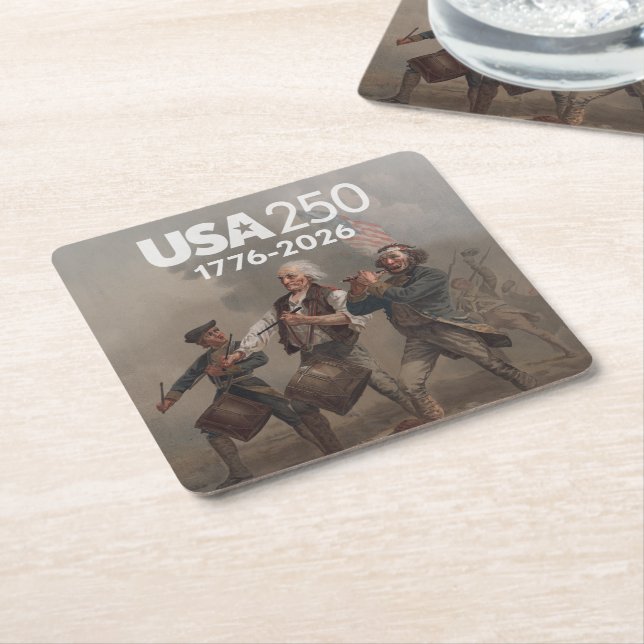 Spirit of 76 - America's 250th Anniversary Square Paper Coaster (Angled)
