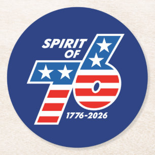 Spirit of 76 - America's 250th Birthday 1776-2026 Round Paper Coaster