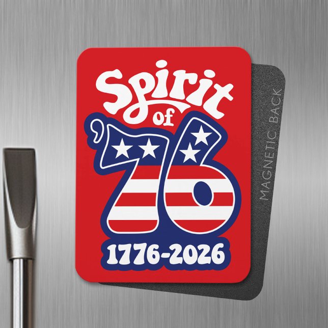 Spirit of 76 - Groovy USA 250 - 1776-2026 Magnet (Spirit of 76 Magnet - Celebrate America)