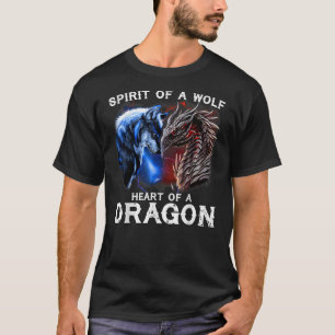 Spirit Of a Wolf Heart Of a Dragon Funny Matching  T-Shirt
