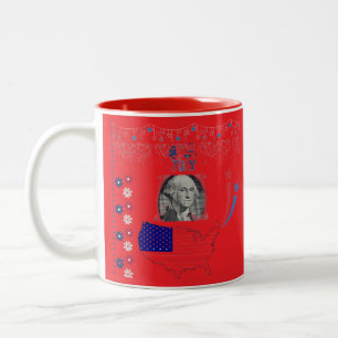 Spirit of American independence bright red Two-Tone Coffee Mug