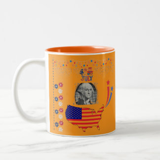 Spirit of American independence orange Two-Tone Coffee Mug