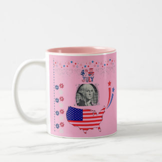 Spirit of American independence pink Two-Tone Coffee Mug